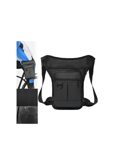 Homyl Erkek Bel Çantası Motosiklet Bacak Fanny Paketi Siyah Siyah