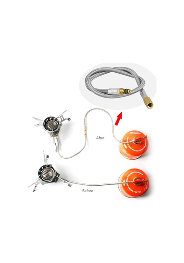 Dianziye Kamp Ocağı Uzatma Hortumu - 44cm Kauçuk Ve Çelik Tel Brs-17f Gümüş