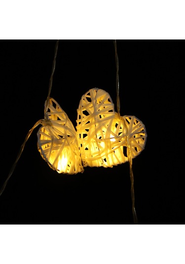 Springsun 2.5m 10 Adet Kalp Şekilli Rattan Işıklı Zincir - Doğal Malzeme, Ev Dekorasyonu, Parti & Düğün Pil Hariç Diğer