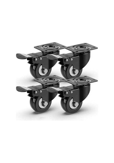 Novahub 4 Adet 50mm Sessiz Frenli Mobilya Tekerleri, 400kg Ağır Hizmet Tekeri, Palet Taşıma Tekerleri Siyah -