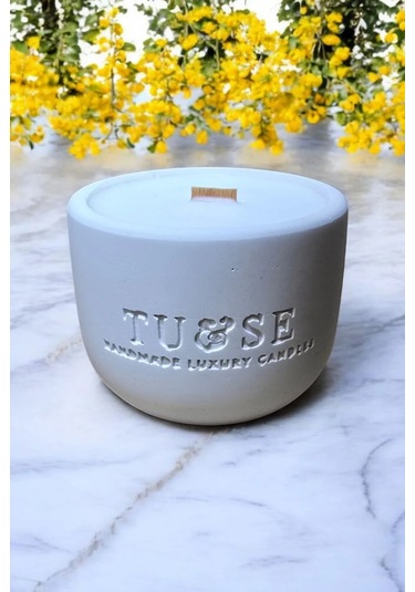 Tuse Candles Beyaz Beton Mum