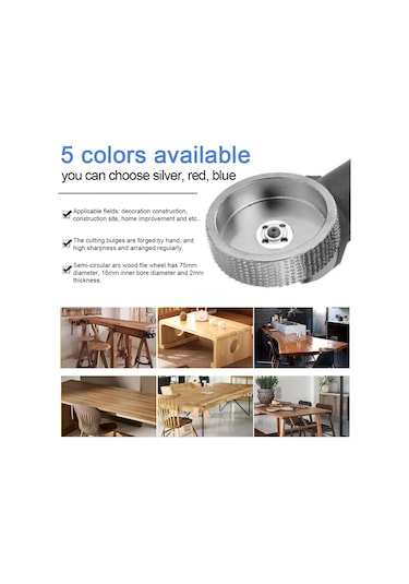 Moveevo Ahşap Taşlama İçin 75mm Açısal Fırçalarla Kullanılamak Üzere 45 Çelik Sert Dairesel Taşlama Diski - Mavi