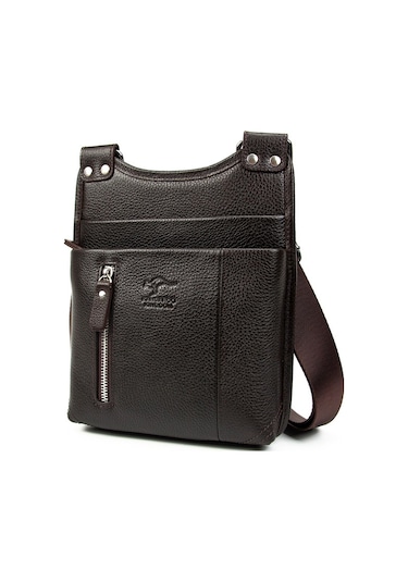 Erkek Siyah Hakiki Deri Postacı Askılı Omuz Çanta Kangaroo 8701S