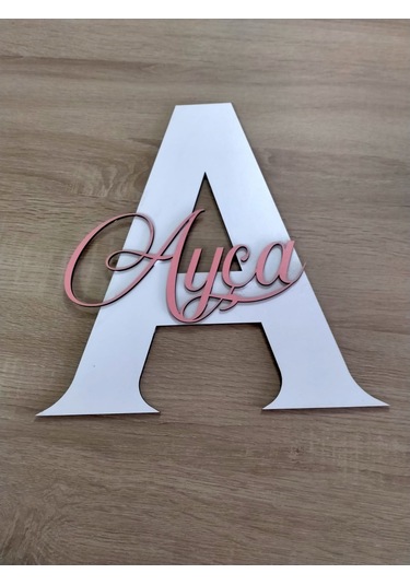 Mrchediyesepeti Bebek-çoçuk Odası Kapı & Duvar Süsü Kişiye Özel A Harfi Beyaz - Pembe