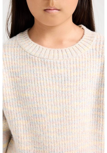 DeFacto Kız Çocuk Oversize Geniş Kalıp Bisiklet Yaka Triko Kazak C9576A824WNPN181 Pembe