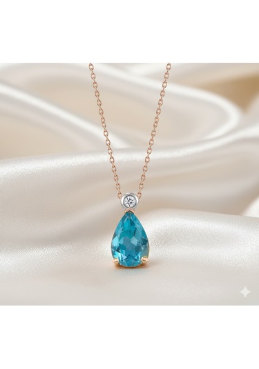 Ariş Pırlanta Damla Blue Topaz Kolye