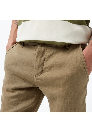 Nautica Erkek Yeşil Slim Fit Keten Şort 026 B35214t Yeşil