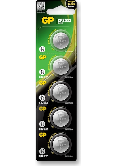 GP CR2032 3V Lityum Kartela Düğme Pil 5'li