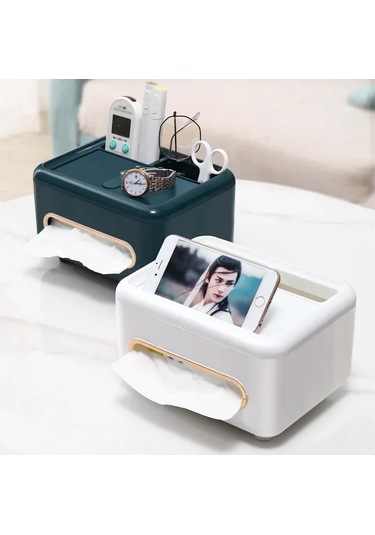 Açık Yeşil Doku Kutusu Peçete Tutucu Uzaktan Kumanda Depolama Masa Düzenleyici Ofis Çok Fonksiyonlu Çeşitli Eşyalar Ontainer Depolama Ev