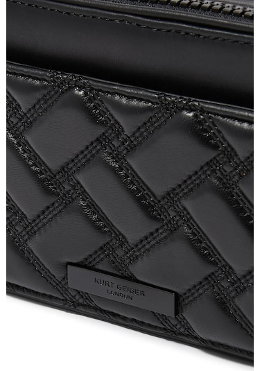 Kurt Geiger Dual Zip Camera %100 Deri Lüks Tasarım Kadın Çapraz Çanta Siyah