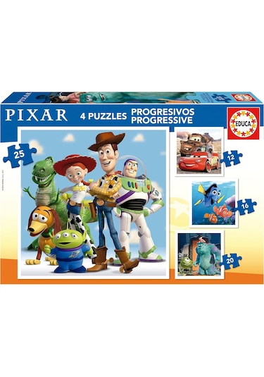 Educa Puzzle - 12+16-20+25 Parça Disney Pixar Kademeli 3-5 Yaş Çocuk Puzzle/yapboz 1 Adet