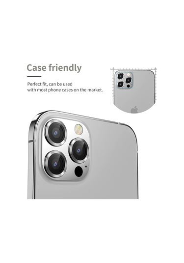 Apple Uyumlu iPhone 14 Pro Max Raze Metal Kamera Lens Koruyucu Gümüş