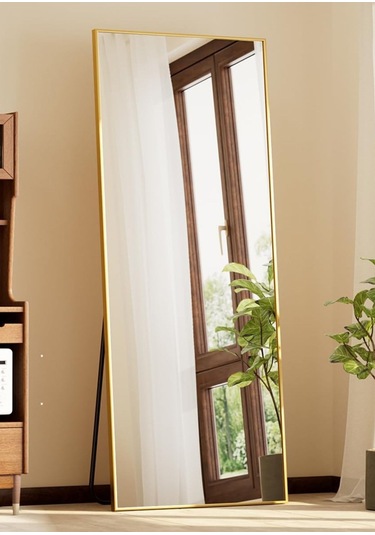 İva 140x55 Ayaklı, Asılı Veya Duvara Yaslı, Yer Aynaları,oturma Odası, Yatak Odası, Giyinme Odası Gold