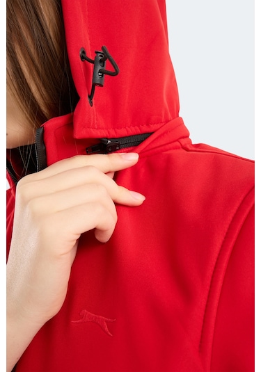 Slazenger Heat Control Kadın Çıkarılabilir Kapüşonlu Kırmızı Mont & Kaban Kırmızı