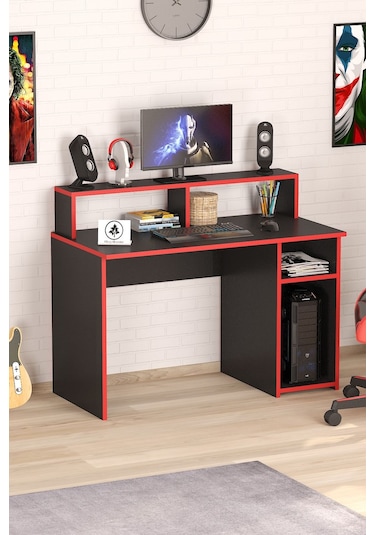 Nehir Düz Oyuncu Masası Gamer Masası 120x60 Cm Siyah