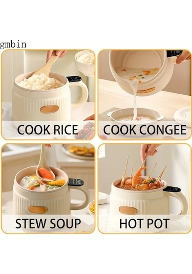 Fochsia Beyaz 1.6l Mini Pirinç Pişirici, 12 Saat Zaman Ayarlı Portatif Tencer