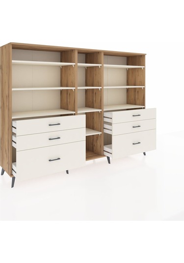 Hyperion Dolap 10 Raflı 6 Çekmeceli 220x44x163 Çam-aytaşı Çam-aytaşı