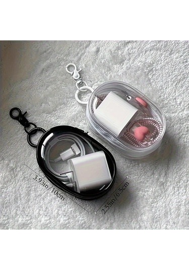 Hightower Siyah Şeffaf Kablo Saklama Kutusu, Seyahat İçin Taşınabilir Şarj Ve Kulaklık Düzenleyici