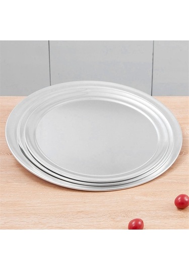 Ulzyvf Pizza Tepsisi Kenarlı 7 İnç Gümüş Alüminyum Geniş 7 Fz Gümüş