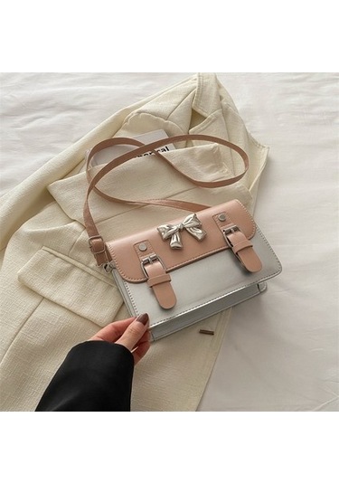 Kadınlar Için Kontrast Renk Koltuk Altı Çantası 2024 Yeni Kore Tarzı Moda Crossbody Cambridge Çantası Sevimli Batı Tarzı Yay Omuz Çantası Beyaz - Gümüş 822351 Açık Mavi