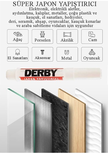 Japon Yapıştırıcısı Derby 6 Adet Mini Parmak Japon Yapıştırıcı Kuvvetli Hızlı Yapıştırıcı 1.5 Gr 6 Adet