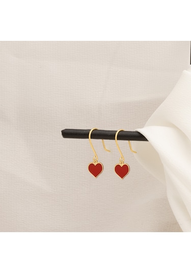 Dkmn Gümüş 925 Ayar Gümüş Mineli Kalp Küpe