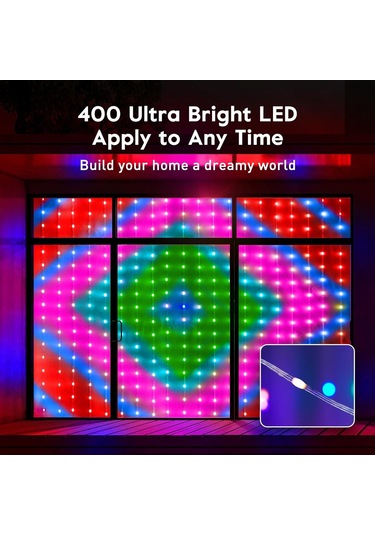 2x2metre Akıllı Perde Led Işık Animasyonlu Telefondan Kontrollü