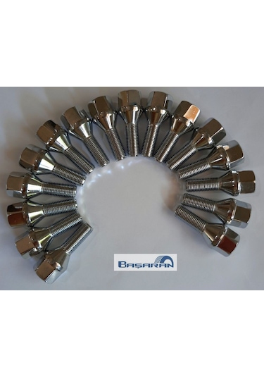 Bijon Takımı Krom Kaplı M12 X 1.25 Aa 19 Mm Diş 28 Boy 56 Mm Takım 16 Adet