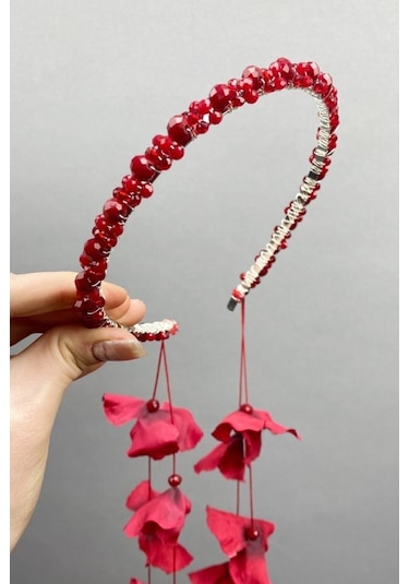 FdayAksesuar Kadın Düğünlere Özel Mars Çiçekli Gelin Kına Tacı FRDY31655