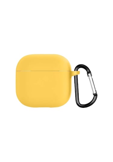 Airpods 4. Nesil Uyumlu Mat Silikon Koruyucu Kılıf+kanca Sarı