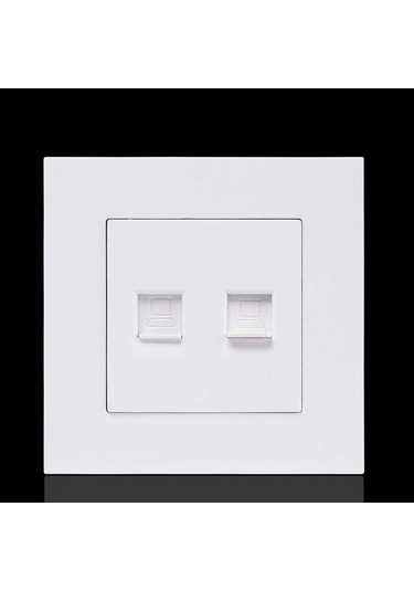 Homyl Çift Ethernet Duvar Plakası Ağ Kablosu Soketi 86mmx86mm