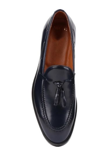 Shoetyle - Lacivert Açma Deri Püsküllü Erkek Klasik Ayakkabı 250-7951-837-lacivert