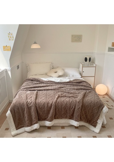 Hqgoodstore Yeni Ev Basit Düz Renk Kalın Kuzu Kadife Çift Yumuşak Tek Battaniye Kahverengi 150 200cm Kahve