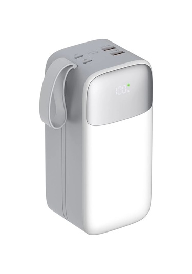 Sword SW-50PO3 50000 Mah Pd 22.5 W Hızlı Şarj Kendinden Kablolu Type-c & Lightning Powerbank Beyaz