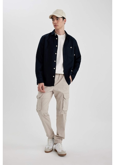 DeFacto Regular Fit Tensel Basic Düz Uzun Kollu Gömlek B3670AX24SPNV239