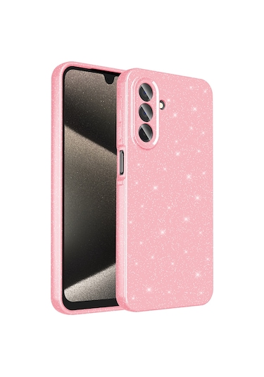 Mobilefix Galaxy Uyumlu A26 Kılıf Kamera Korumalı Simli Lüks Koton Kapak - Açık Pembe AÇIK PEMBE