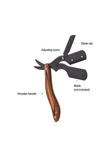 Yifomall Erkekler İçin Paslanmaz Çelik Tıraş Bıçağı - Ahşap Saplı Manuel Sakal Traş Aleti, Bıçaksız 1 Saat