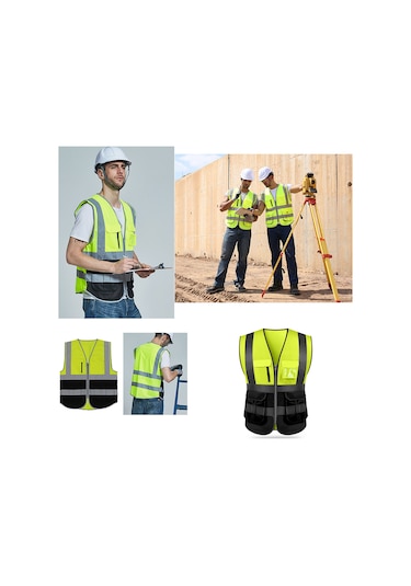 Ranyeek Vm-1002 Çift Taraflı Fosforlu Emniyet Yeleği - Çalışma, Bisiklet, Trafik İçin Yüksek Parlaklıklı, Çok Cepli, Yıkama Kolay Sarı-siyah, M Siyah Ve Sarı