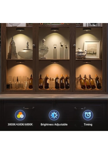 Motion003 3 Parça 3 Adet 6 Adet Disk Işıklar Led Işıklar Dolap Altı Işıkları Şarj Edi Ahşap