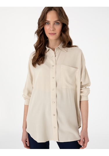 Pierre Cardin Kadın Krem Gömlek Desenli 50311567-vr071 Krem