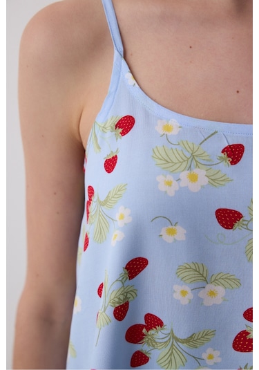 Penti Strawberries Chally Açık Mavi Atlet Pijama Üstü