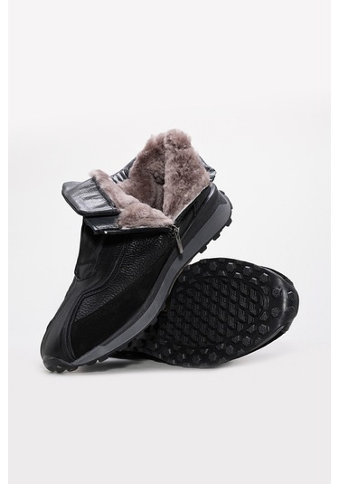 Hakiki Deri Kürklü Erkek Klasik Bot 856kma528 Siyah
