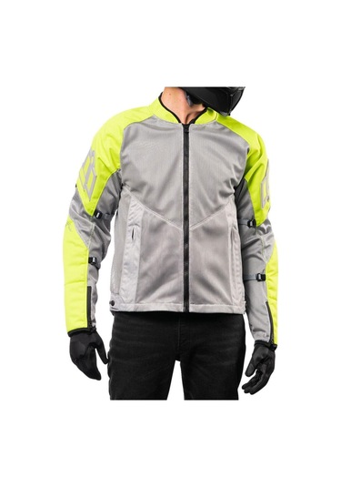 Icon Mesh Af Korumalı Motosiklet Montu Gri Sarı