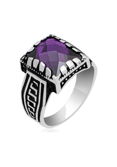 Casera's Gümüş Lila Zirkon Taşlı Çocuk Erkek Yüzük Csr2184721 Gümüş