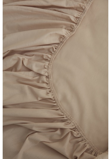 Karaca Home Basic %100 Pamuk Tek Kişilik Lastikli Çarşaf Bej