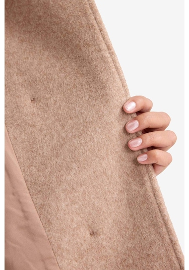 Defacto Çıkarılabilir Suni Kürk Yaka Regular Fit Düğmeli Kaşe Kaban F1218ax25wnbg501 Bej-bg501