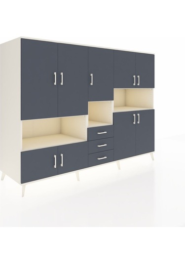 Kronos Dolap 13 Raflı 3 Çekmeceli 9 Kapaklı 220x59x163 Aytaşı-ant Aytaşı-antrasit