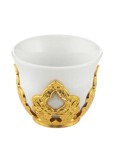 Sena 6 Kişilik Porselenli Zemzem Mırra Takımı Altın Renkli