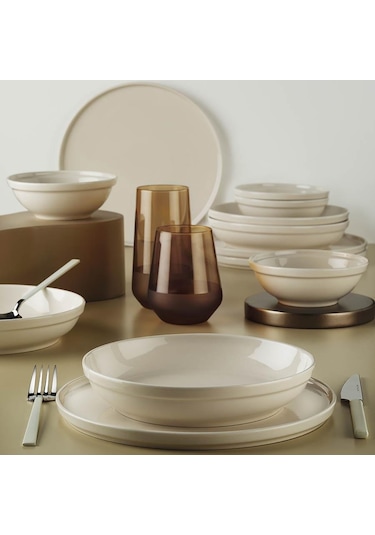 Kütahya Porselen Fit-c 12 Parça 4 Kişilik Stackable Yemek Takımı - Krem