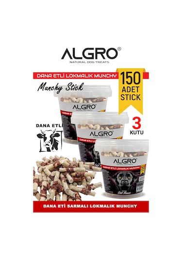 Algro Dana Etli Lokmalık Munchy Stick 50 Adet 3 Kova